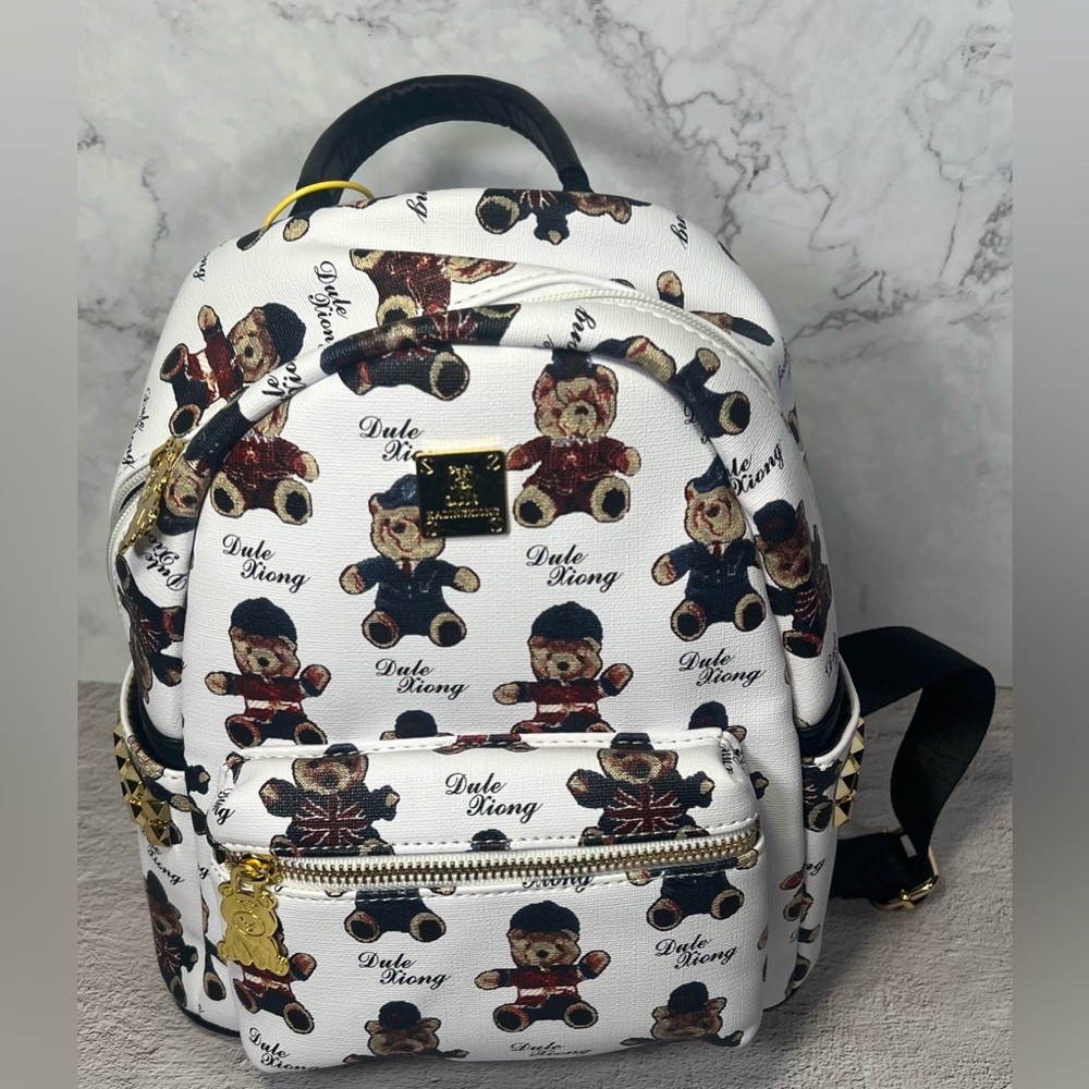 Dule xiong Fashion Bear Backpacl White